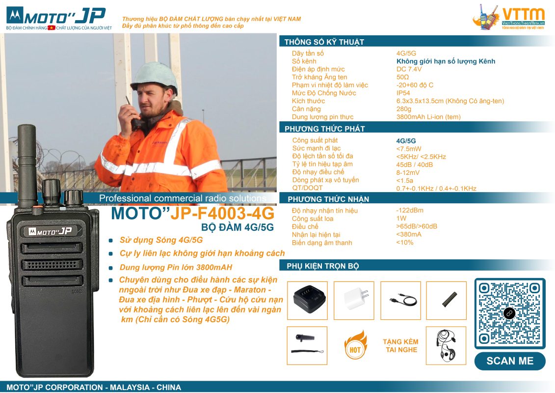 Máy Bộ đàm 5G JP-F4003 sử dụng sim 3G ứng dụng nền tảng internet và công nghệ Cloud, tối ưu nhất, dễ sử dụng, thân thiện với người dùng.