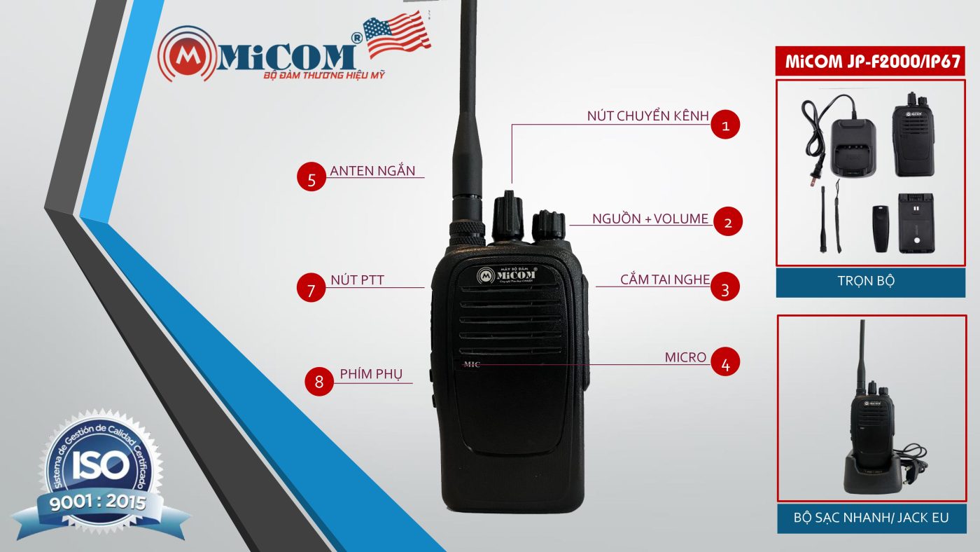MÁY BỘ ĐÀM mICOM jp-f2000ip67 thương hiệu MỸ