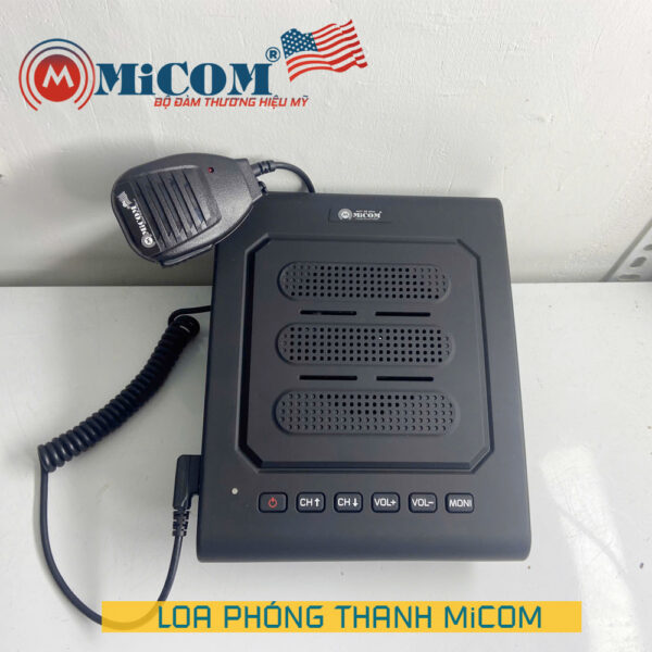 Loa phóng thanh bộ đàm MiCOM kết nối với bộ đàm và có chức năng như 1 loa thông báo; dùng trong tòa nhà, bệnh viện, siêu thị, trường học